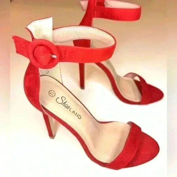 Shoe Land Womens - Ankle Strap Rounded Buckle Open Toe Stiletto Heel Size 7.5 - Picture 3 of 8